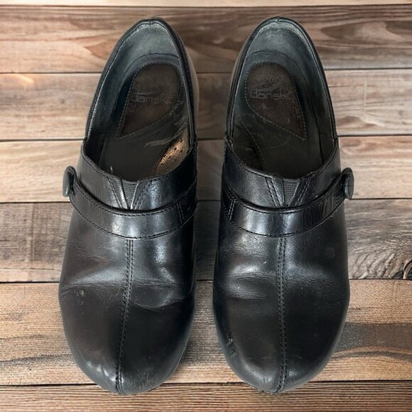 Dansko Black Solstice Side Button Clog Slip-On Shoes Leather Size 40 9.5 US - Picture 3 of 9